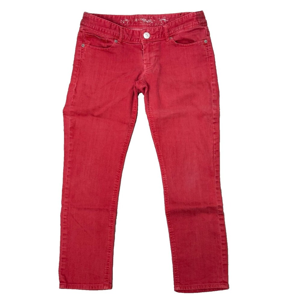 Express Crop Jeans Legging 4 Low Rise Skinny Stretch Jegging Red Coastal Preppy